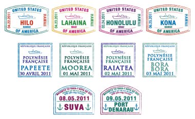 Hawaiian, French Polynesian and Fijian stamps