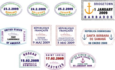 Caribbean and South American Passport Stamps clipart