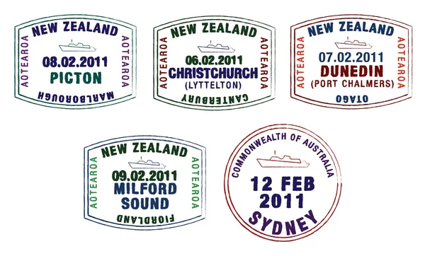 Stylised passport stamps from Australia and New Zealand — 스톡 사진