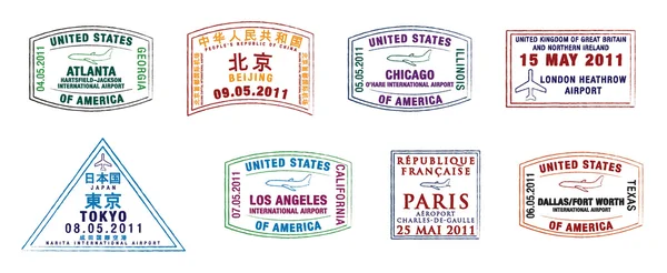 Busiest airports passport stamps — Stock Photo, Image