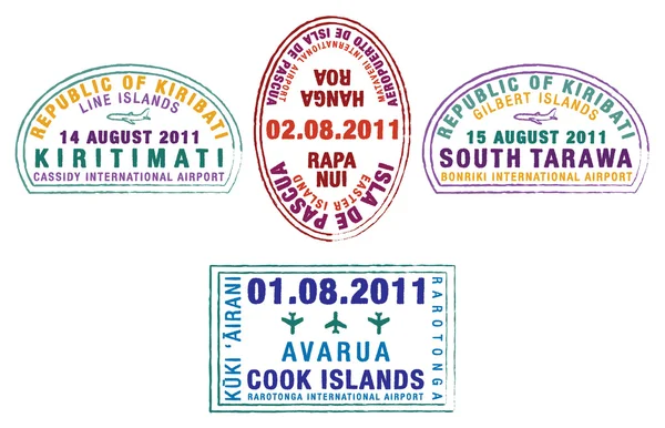 Kiribati, Easter Island and the Cook Islands passport stamps — 图库照片