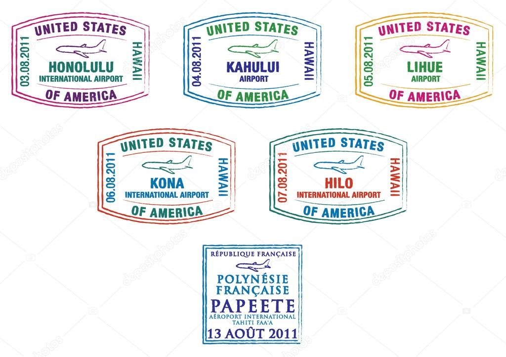 Hawaii and French Polynesia passport stamps