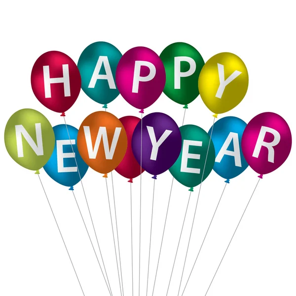 Carte de ballon multicolore Happy New Year en format vectoriel — Image vectorielle