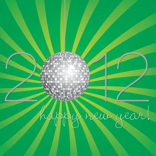 Groene en zilver disco bal gelukkig nieuwjaarskaart in vector-formaat — Stockvector