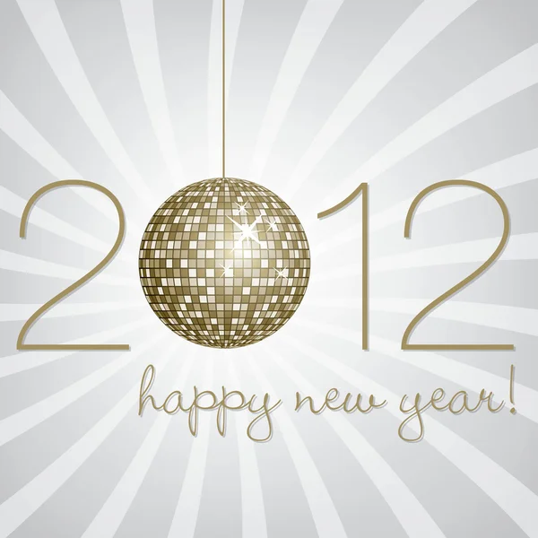 Серо-золотой диско-шар С Новым годом в векторном формате . — стоковый вектор