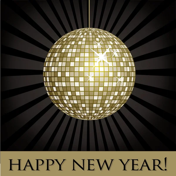 Disko topu eğlenceli mutlu yeni yıl kartı — Stok Vektör