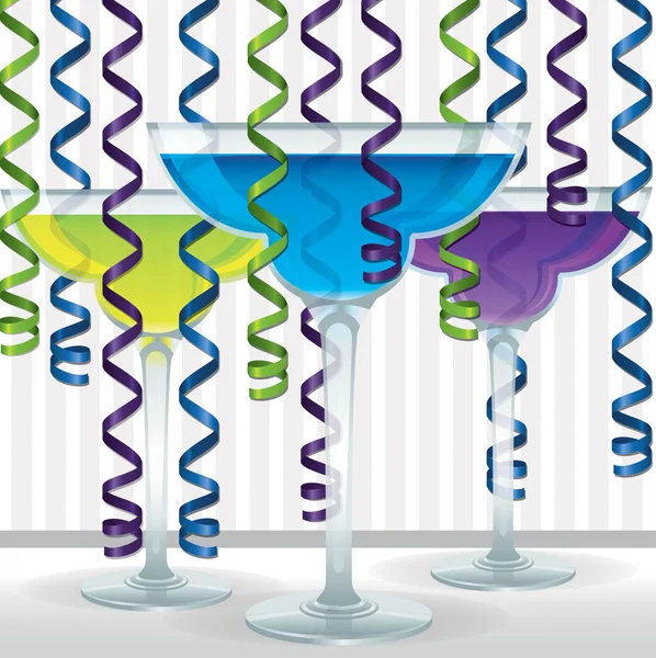 Cocktail lumineux et carte à ruban au format vectoriel — Image vectorielle