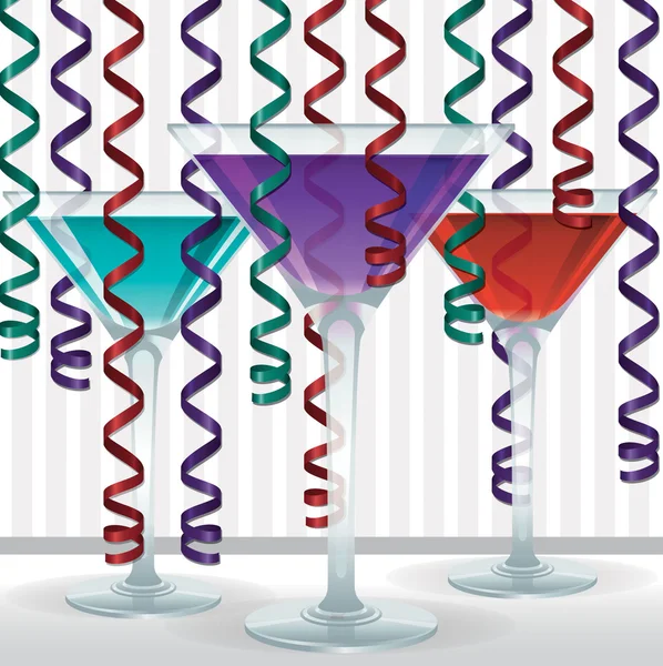 Cocktail lumineux et carte à ruban au format vectoriel — Image vectorielle