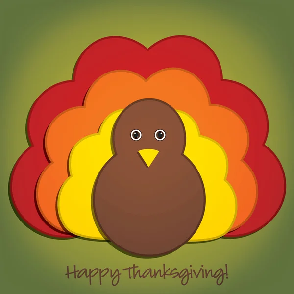 Happy Thanksgiving cute material turkey card in vector format — Stock Vector