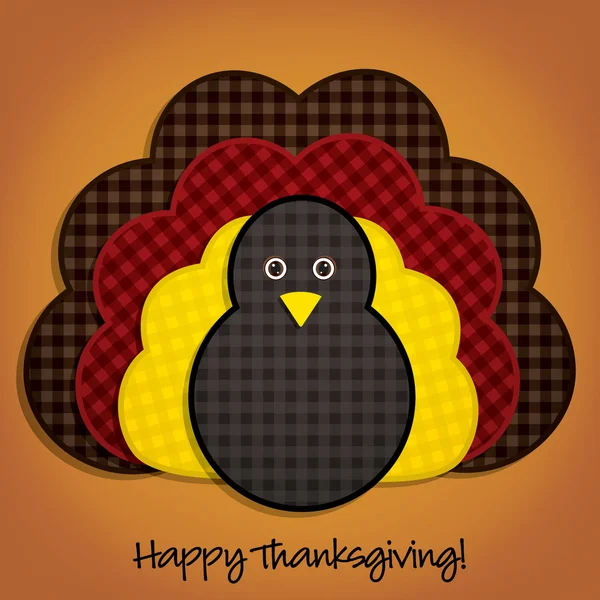 Happy Thanksgiving cute material turkey card in vector format — Stock Vector