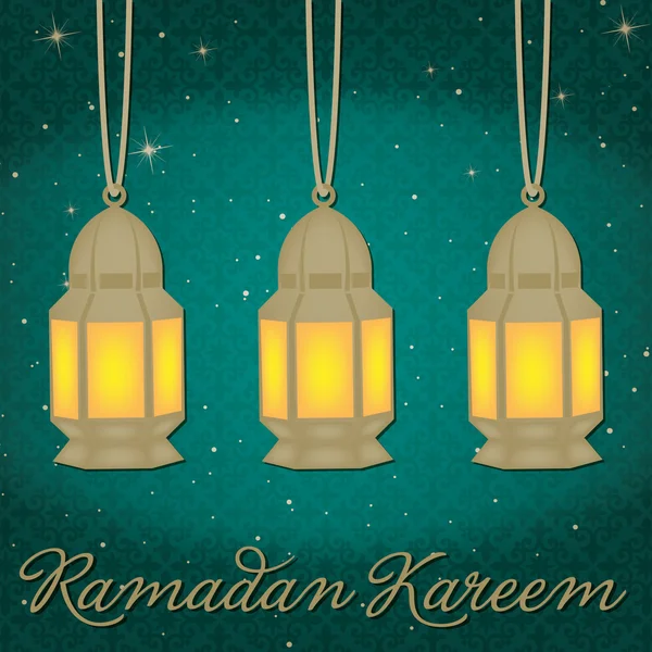 Lantern "Ramadan Kareem" (Generous Ramadan) card in vector format — Stock Vector