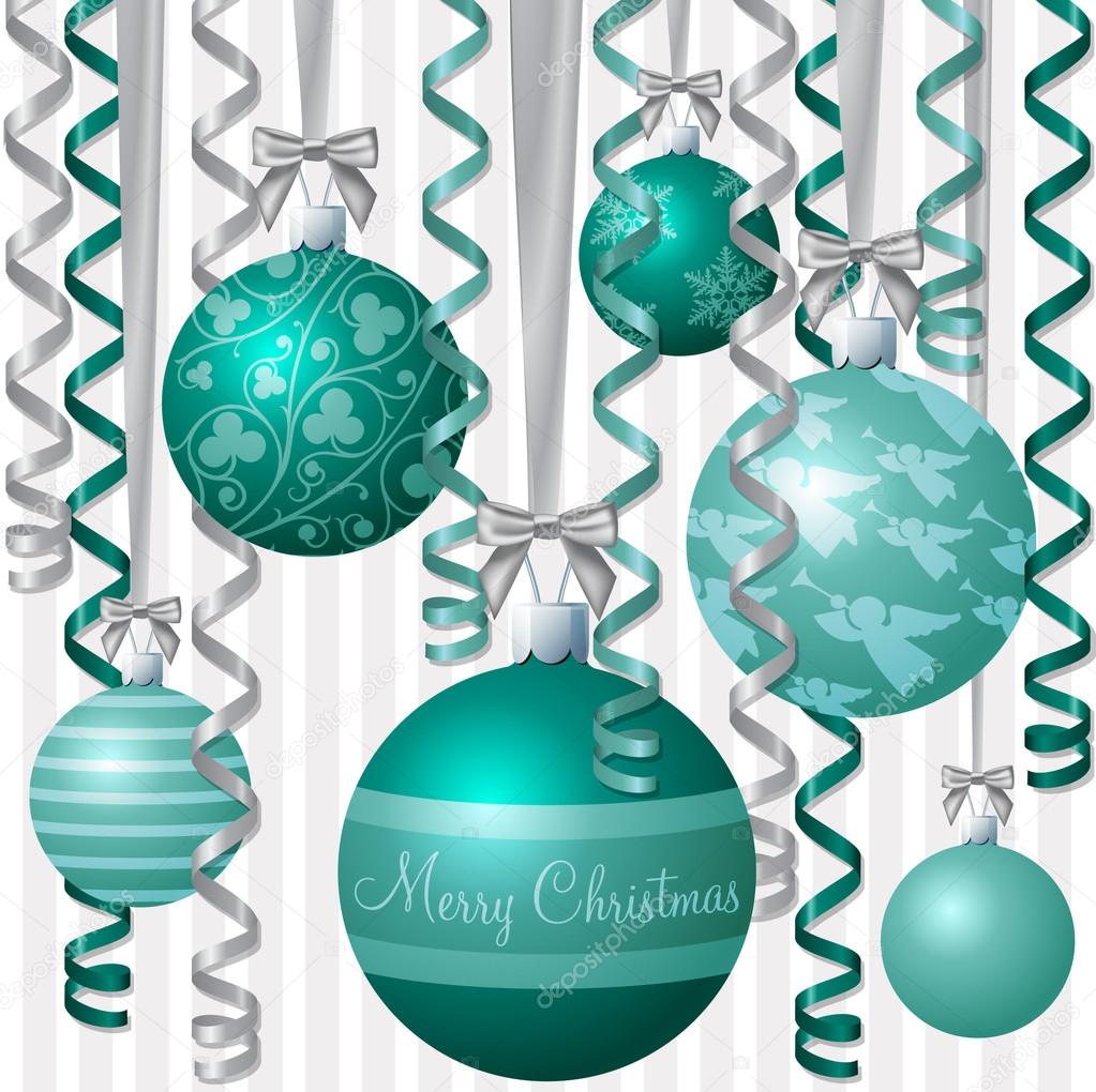 Ribbon and bauble inspired Christmas card in vector format