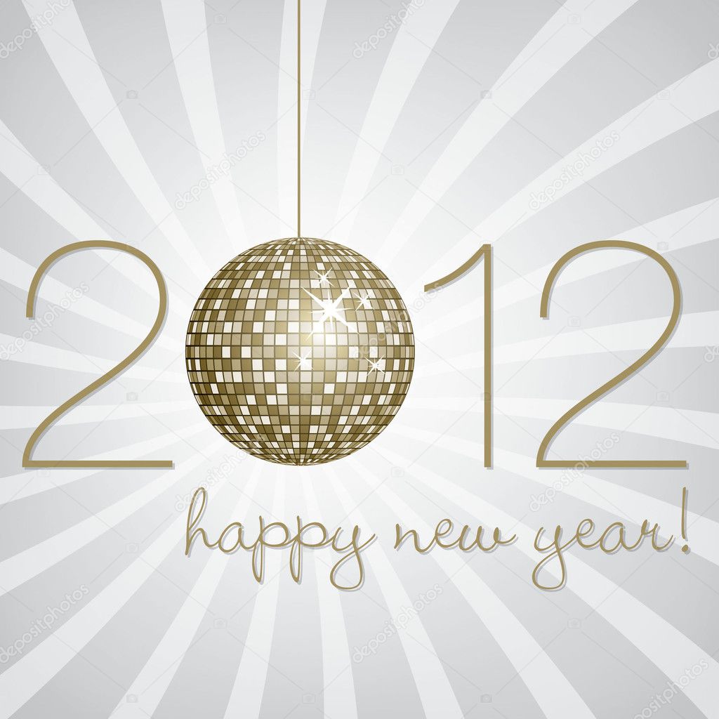 Disco ball Happy New Year Card in vector format.