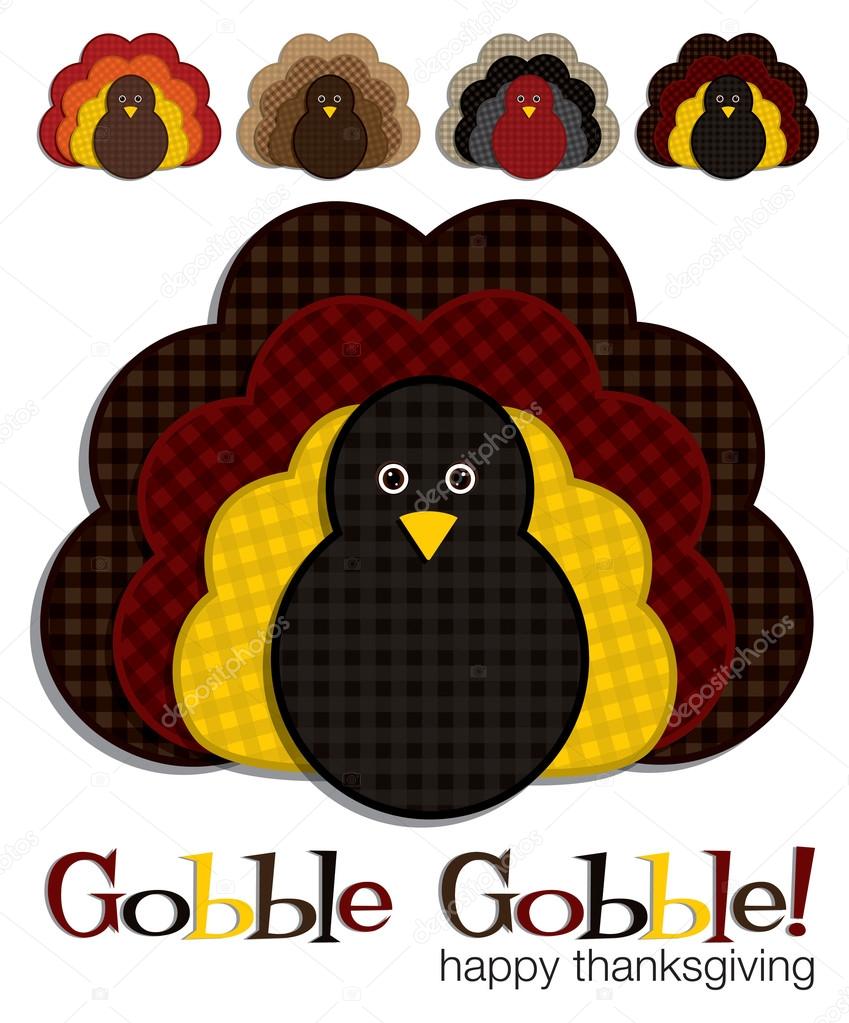 Plaid turkey stickers in vector format