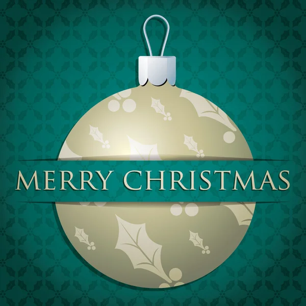 Gold holly estampado bauble "Feliz Navidad" tarjeta en formato vectorial — Vector de stock