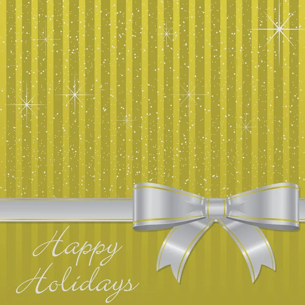 Fiocco giallo e stelle Biglietto natalizio in formato vettoriale — Vettoriale Stock