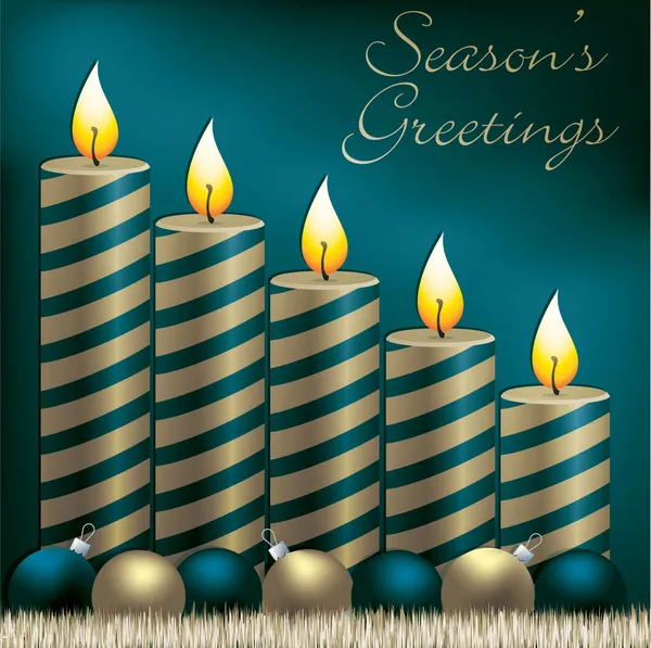 季节的问候蜡烛、 摆设和金属丝卡在矢量格式 — 图库矢量图片