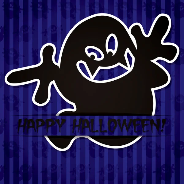 Carte autocollante Ghost Happy Halloween au format vectoriel — Image vectorielle