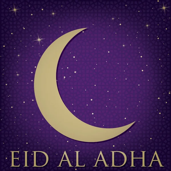 Lua crescente cartão Eid Al Adha em formato vetorial — Vetor de Stock