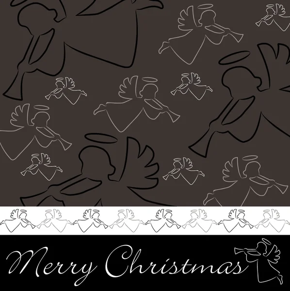 Mão desenhado anjo "Feliz Natal" cartão em formato de vetor — Vetor de Stock