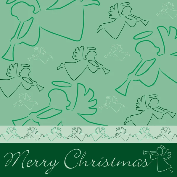 Hand getrokken engel "merry christmas" kaart in vector-formaat — Stockvector