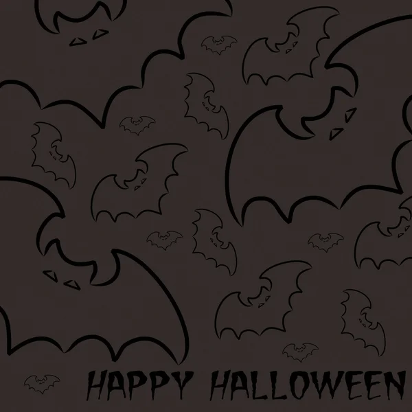 Bat dibujado a mano feliz tarjeta de Halloween en formato vectorial — Vector de stock