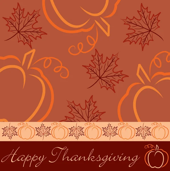Carte de Thanksgiving à la citrouille et feuille d'érable dessinée à la main en format vectoriel — Image vectorielle