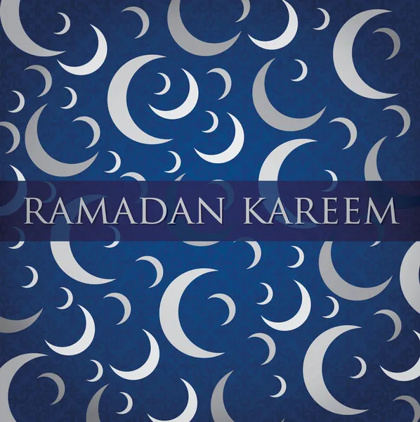 Luna creciente de plata "Ramadán Kareem" Tarjeta Ramadán Generosa en formato vectorial — Vector de stock