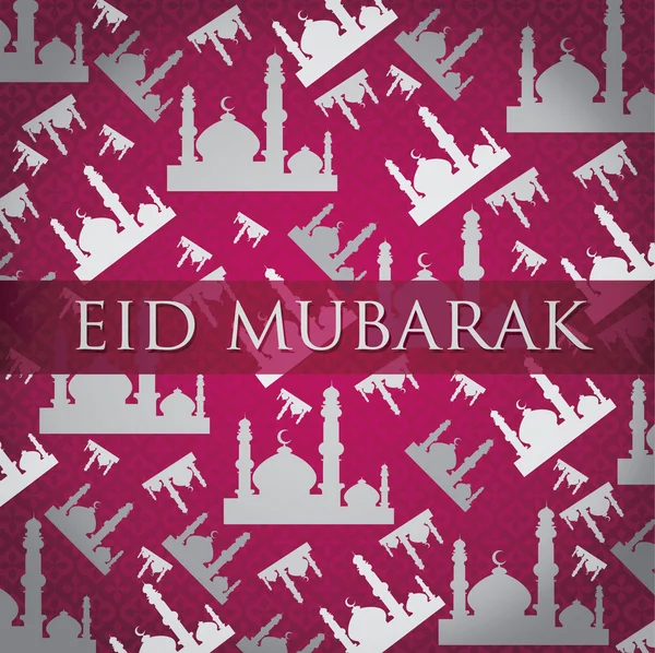 Zlaté mešitě "eid mubarak" blahoslavené eid bodové karty ve vektorovém formátu. — Stockový vektor