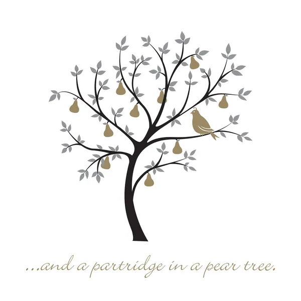 "...and a partridge in a pear tree" Christmas card in vector format — Stock Vector