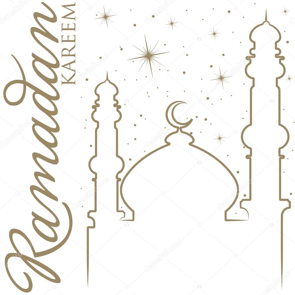 Hand drawn Ramadan Kareem Generous Ramadan greeting card in vector format