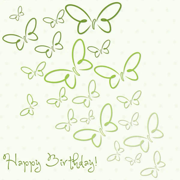 Feliz cumpleaños tarjeta mariposa — Vector de stock