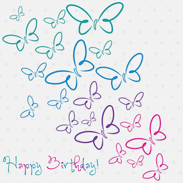 蝶の幸せな誕生日カード — ストックベクタ