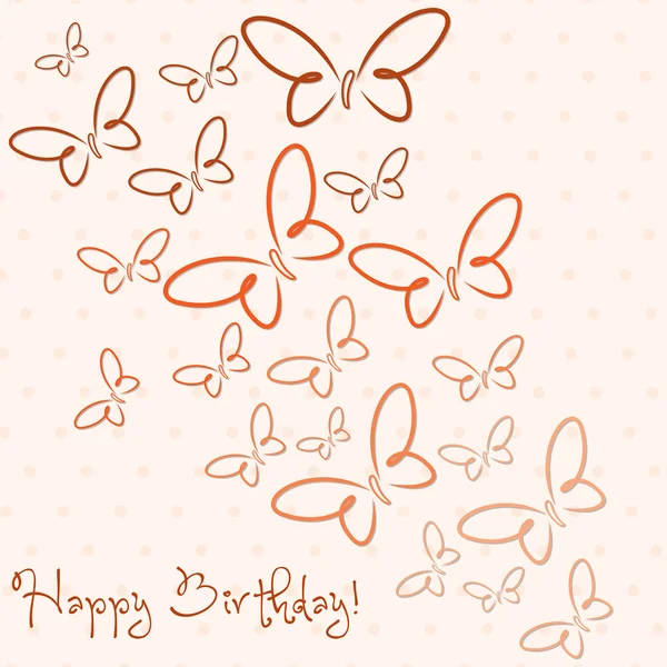 Feliz cumpleaños tarjeta mariposa — Vector de stock