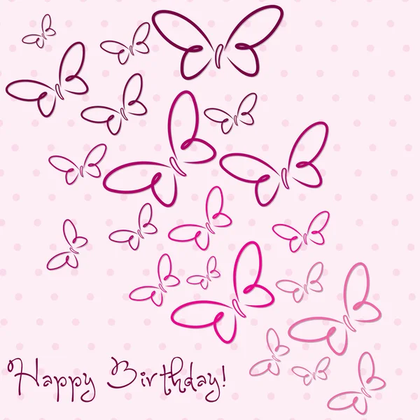 Happy Birthday butterfly card — Stock Vector