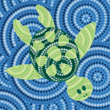 Abstract Aboriginal turtle dot painting in vector format. clipart