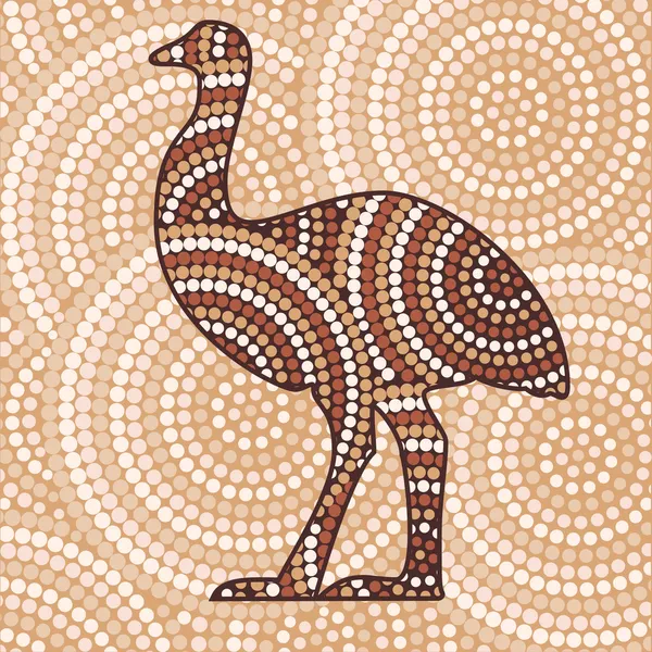 Abstracte aboriginal emu dot schilderij in vector-formaat. — Stockvector