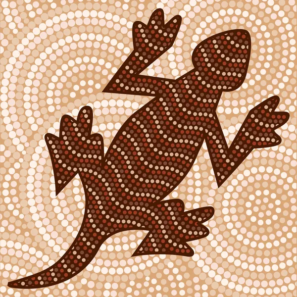ベクター形式で抽象的な原住民トカゲ ドット絵. — ストックベクタ