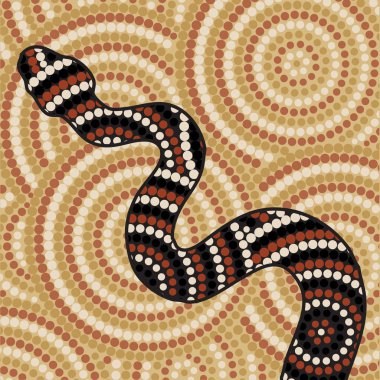 Abstract Aboriginal snake dot painting in vector format. clipart
