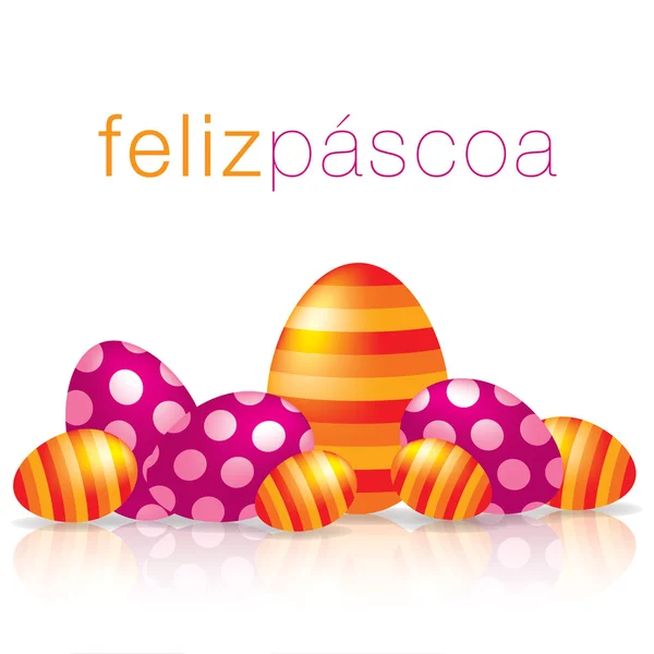 Feliz huevo de Pascua con tarjeta de reflexión — Vector de stock