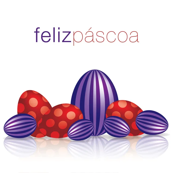 Feliz huevo de Pascua con tarjeta de reflexión — Vector de stock