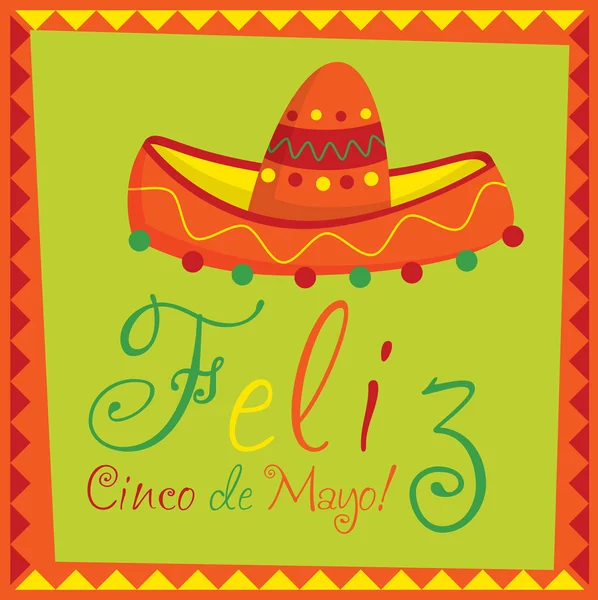 "Feliz Cinco de Mayo" (5 Mayıs Mutlu) vektör formatında kart — Stok Vektör