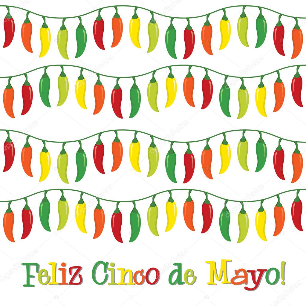 Cinco de Mayo chili pepper greeting cards in vector format