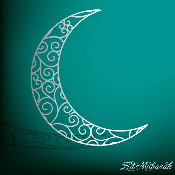 Eid Mubarak (Blessed Eid) filigree moon card in vector format. — Stock Vector