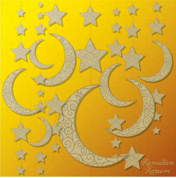 Eid Mubarak (Blessed Eid) filigree moon card in vector format. — Stock Vector