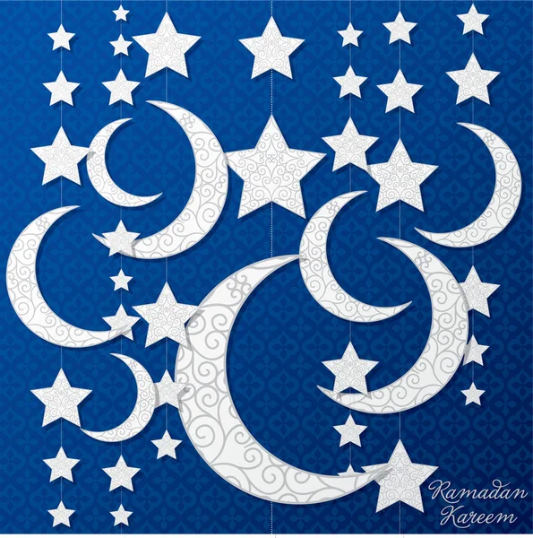 Ramadan Kareem (Generous Ramadan) filigree moon card in vector format. — Stock Vector