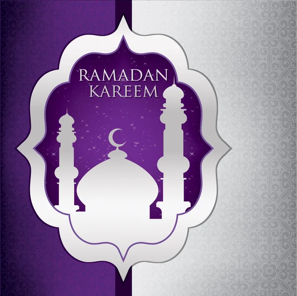 "Ramadán Kareem "(Generoso Ramadán) tarjeta de mezquita en formato vectorial — Vector de stock