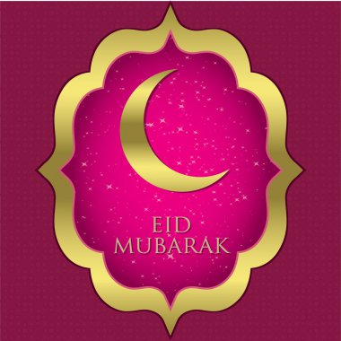 Eid mubarak (mübarek bayram) ay kartı Vektör formatında.