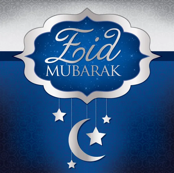 Eid Mubarak (Blessed Eid) hanging moon card in vector format