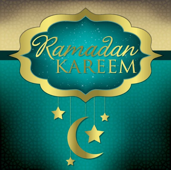 "Ramadan Kareem "(Ramadan generoso) appeso carta luna in formato vettoriale . — Vettoriale Stock